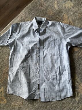 Jos. A. Bank Blue and White Plaid Button-Down Shirt